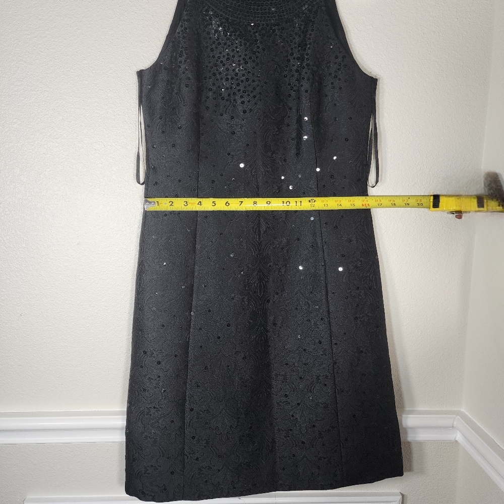 Ann Taylor Women's Black Sequenced  Brocade Floral  Cocktail Dress US Size 6 - Picture 5 of 14